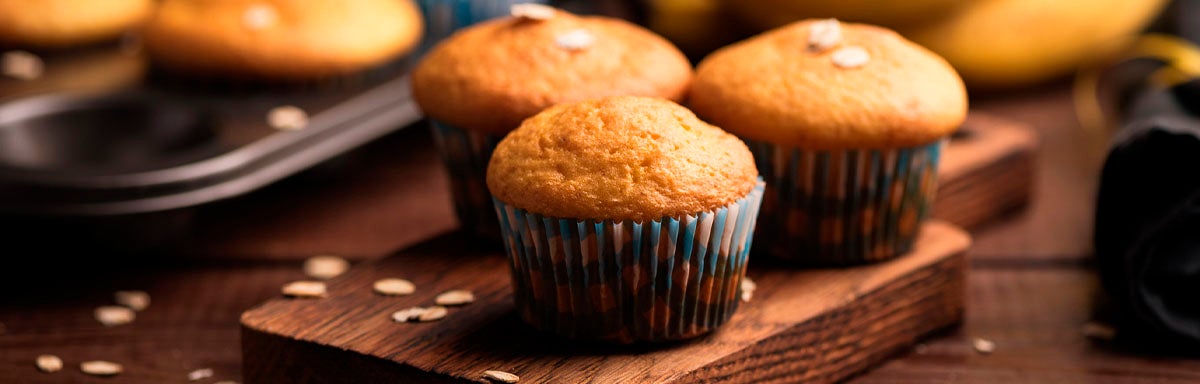 Muffins, una de las recetas en airfryer Tres muffins tras ser cocinados como una de las recetas en airfryer