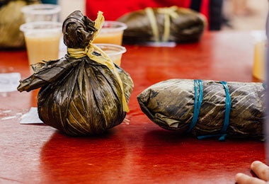 Hoja de bijao para tamales frescos.