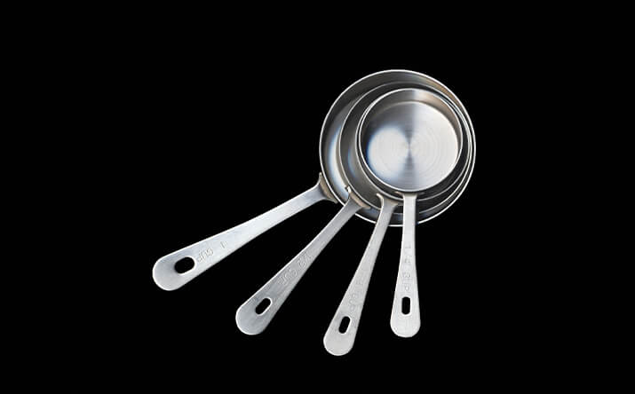 Kit de sartenes de acero inoxidable.