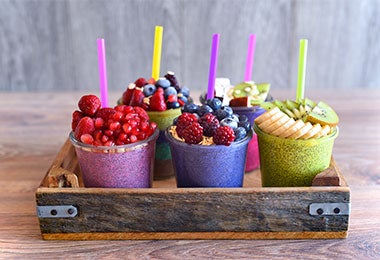 Refresco de chan con frutas Refresco de chan con diferentes frutas