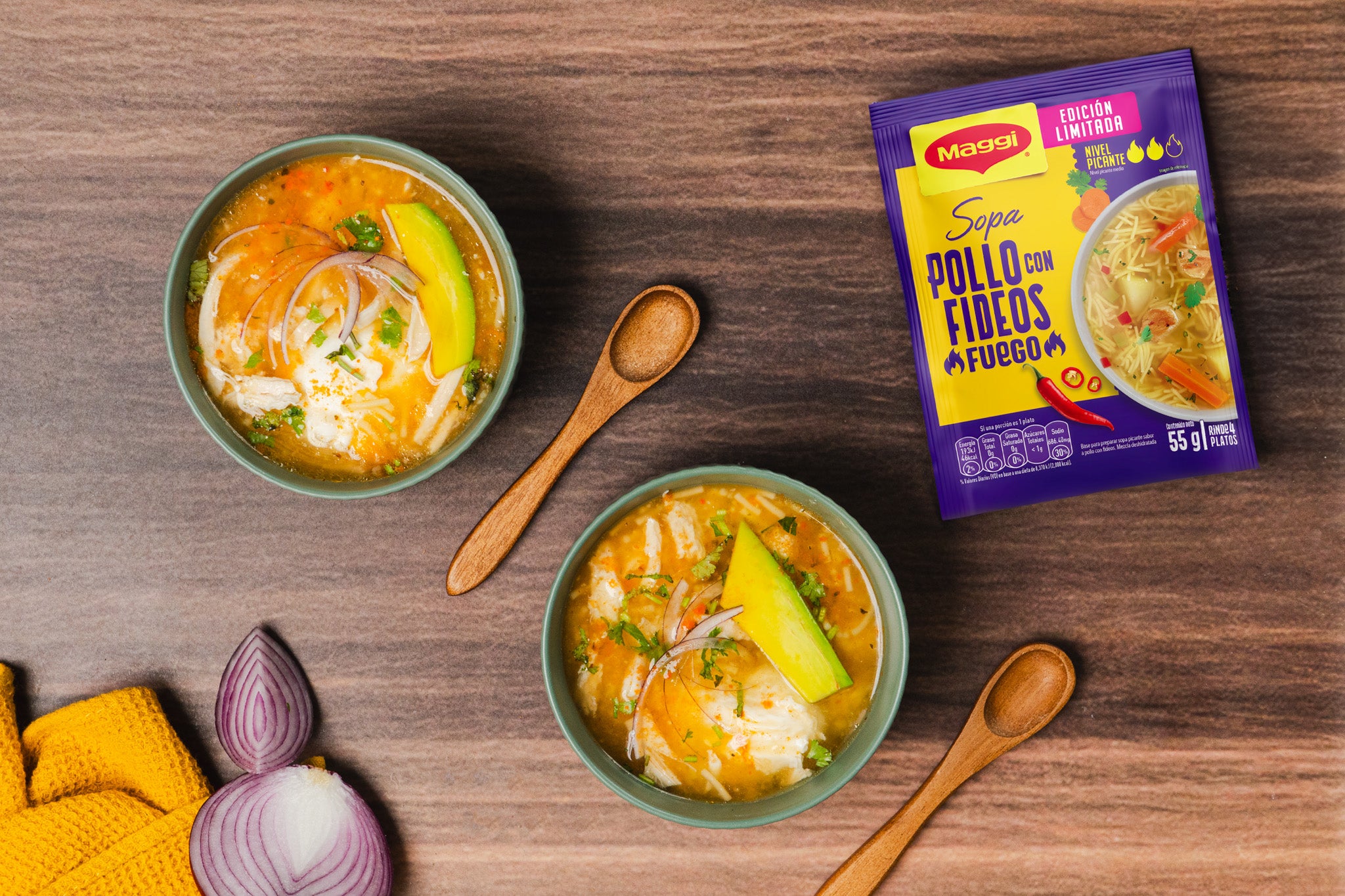 Sopa Fuego con Fideos, Pollo y Limón
