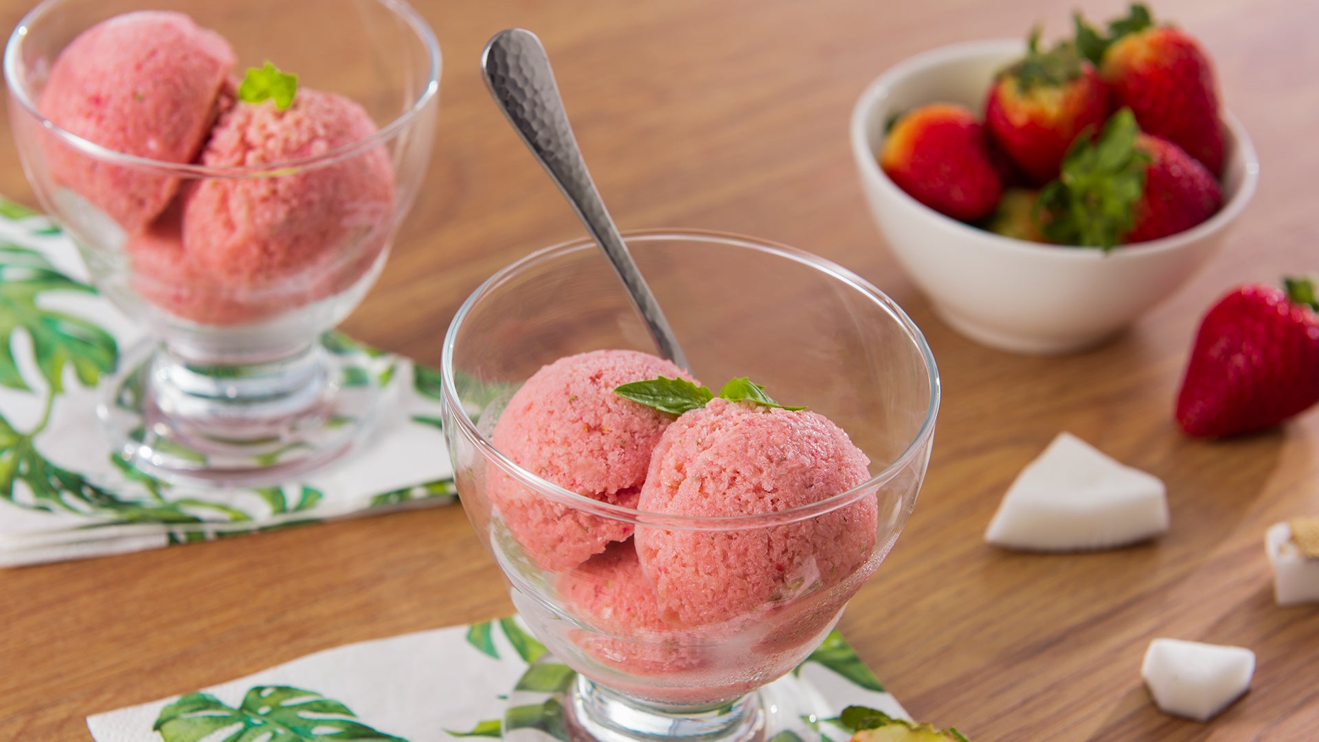Helado de fresas con banana