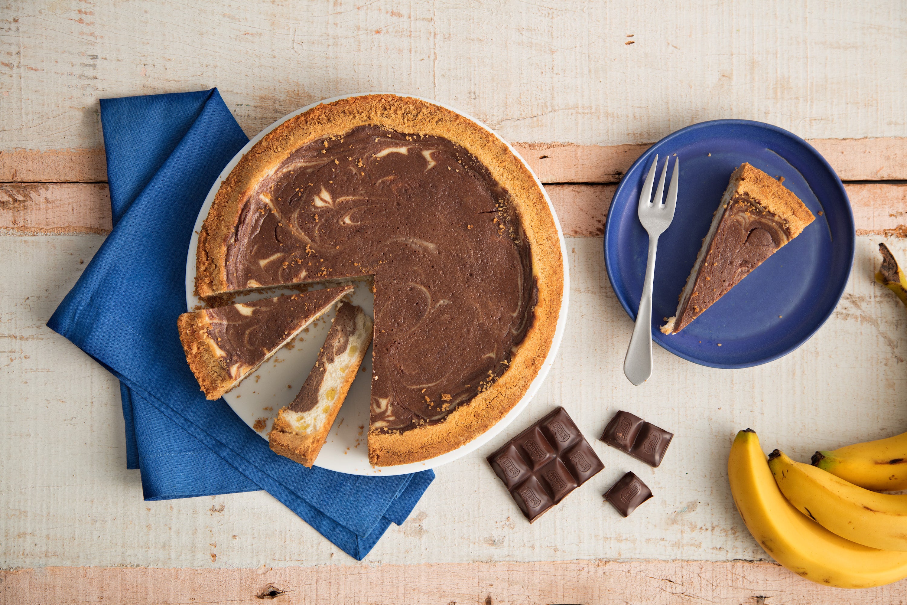 Cheesecake de plátano y chocolate
