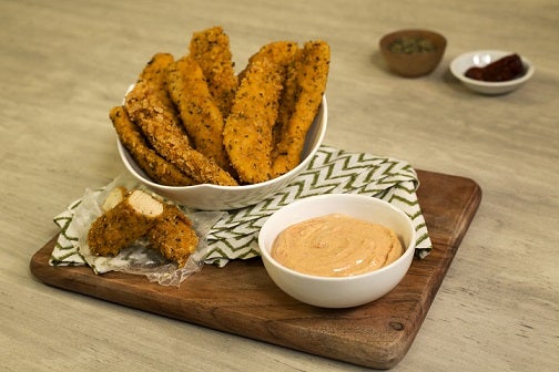 Tiras de Pollo con Dip de Ajo