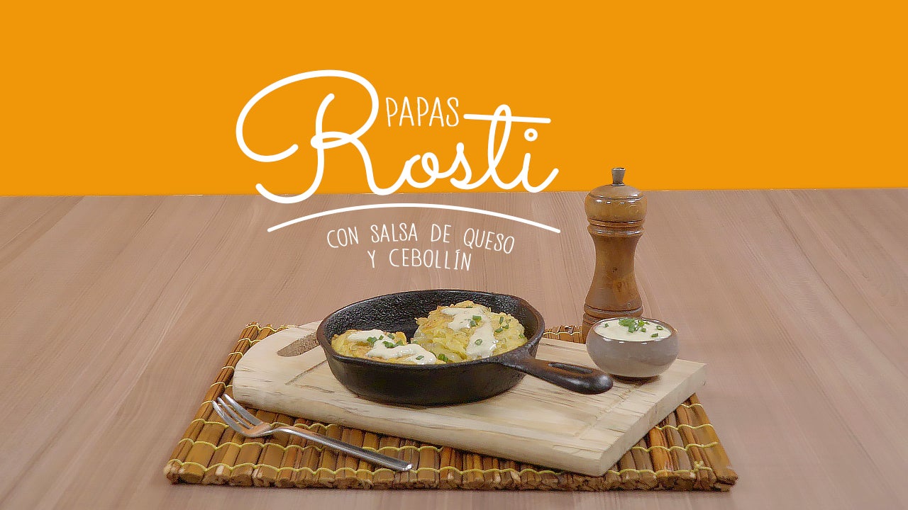 Papa Rosty con salsa de Queso y Cebollin