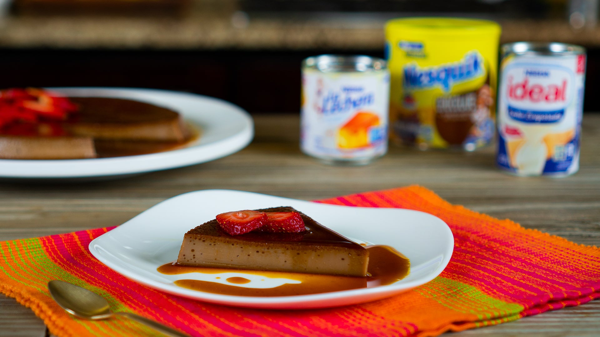 Flan de Nesquik sin horno con sabor a infancia