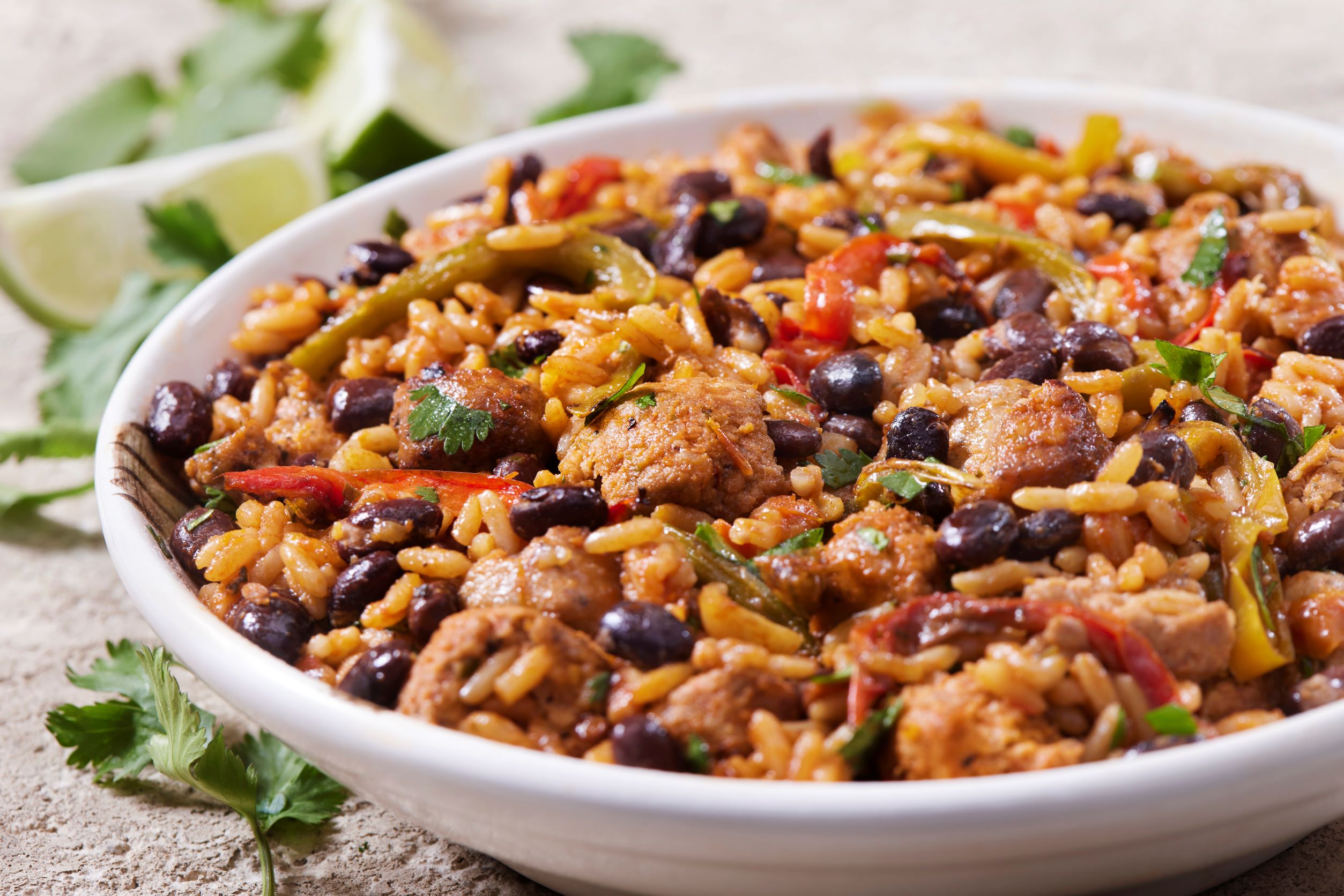 Arroz con Carne y Frijoles