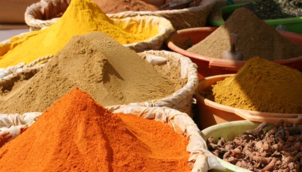 Especias en polvo zaatar.