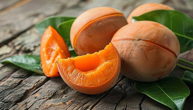 Mamey sobre una mesa.