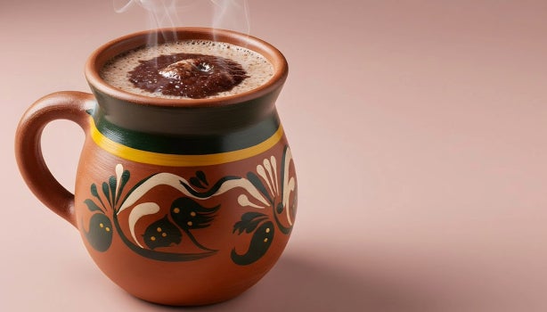 Tiste casero caliente en taza artesanal. 
