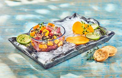 Ceviche de atún con mango Ceviche de atún con mango