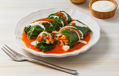 Plato rollito vegetariano, receta con acelga 