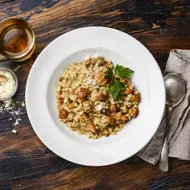 Risotto con café y champiñones Risotto con café y champiñones