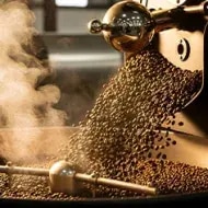 Técnica de tostado en café recién hecho.