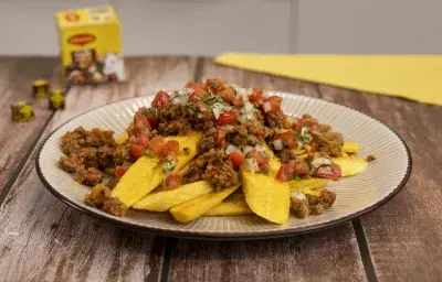 tajadas de plátano con carne molida tajadas de plátano con carne molida