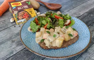 Bisté de Res con Vegetales al Vino Bisté de Res con Vegetales al Vino