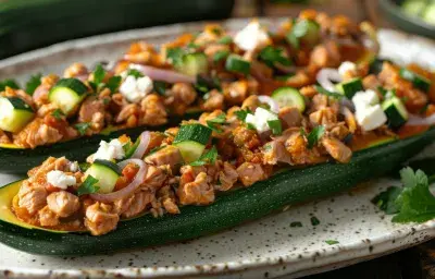 Zucchini relleno con pollo