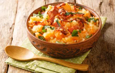 Puré de papas con tocino