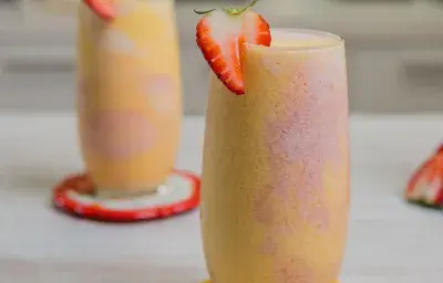 Batido bicolor de Mango y fresa
