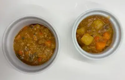 Guiso de papa y sardinas con Consomé de Coco