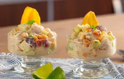 Ceviche en salsa  blanca