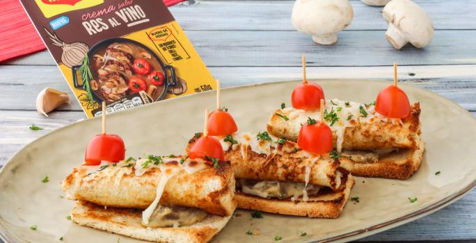 Fajitas con Champiñones y Crema al Vino