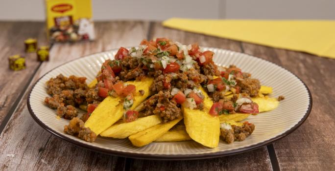 tajadas de plátano con carne molida