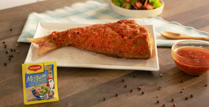 Pescado Frito en Salsa de Ají Morrón