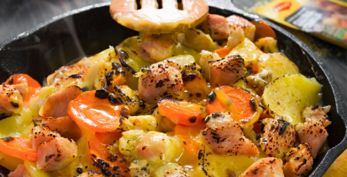Dados de pollo al horno