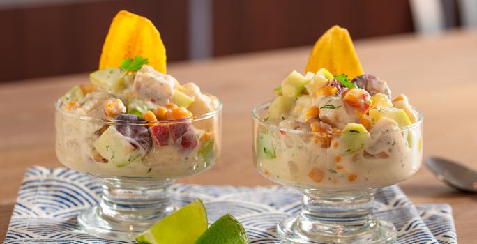 Ceviche en salsa  blanca
