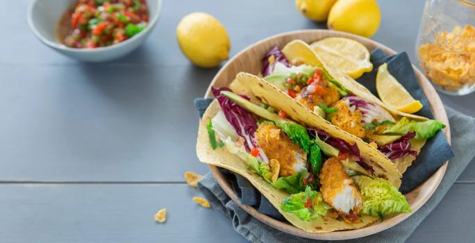 Tacos de Pescado Empanizado Sin Gluten