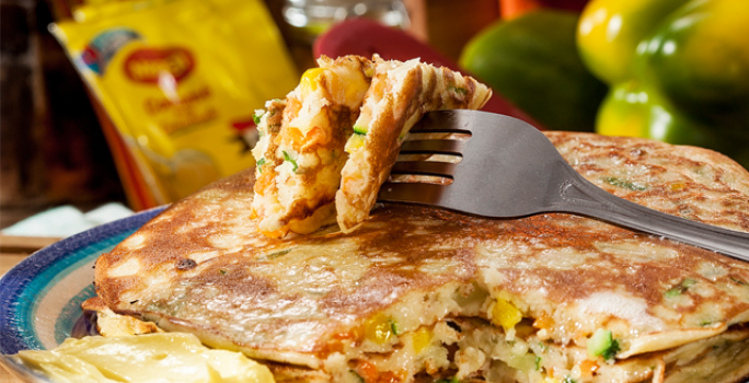 Pancakes caseros con vegetales
