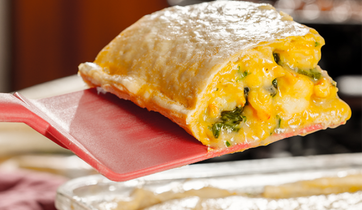 Pastel de camarones con espinaca