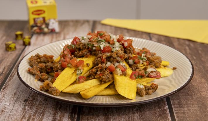 tajadas de plátano con carne molida