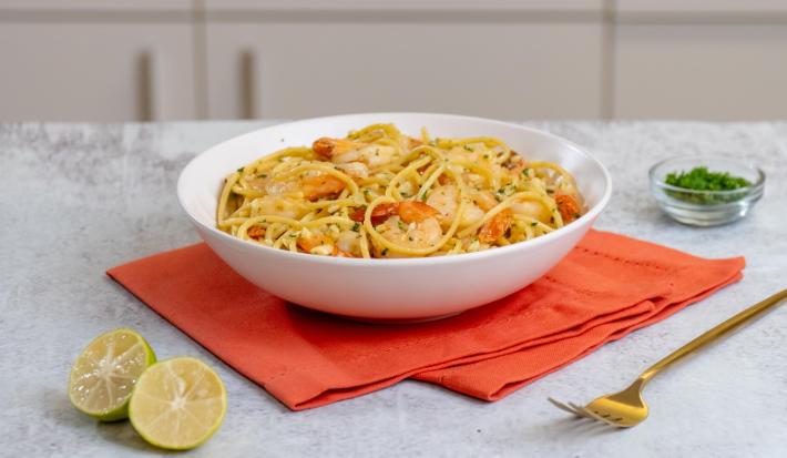 Pasta con Camarones Al Ajillo El Salvador
