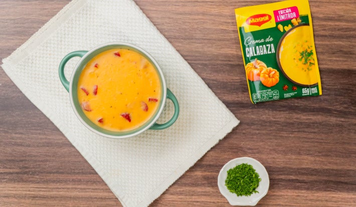 Crema de calabaza y chorizo