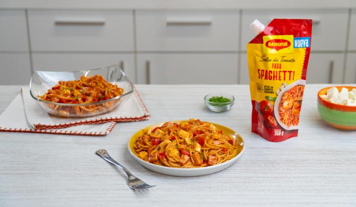 macarrones con jamón y queso