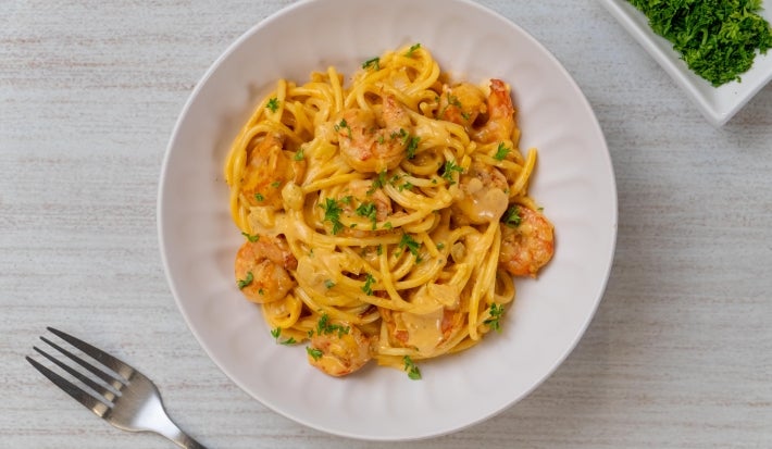 Pasta con camarones Pasta con camarones