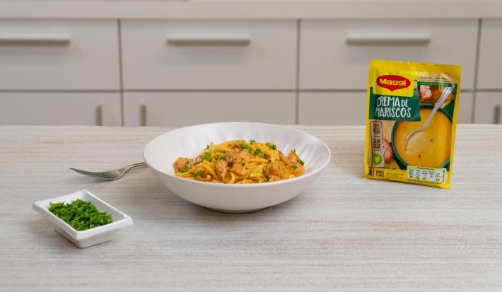 Pasta con camarones frontal