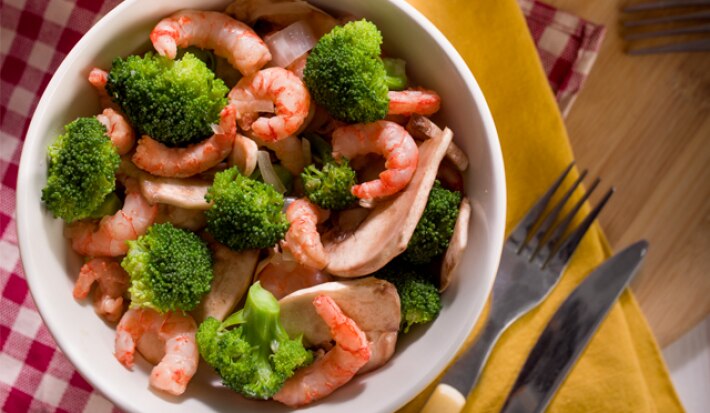 Mixto de camarones y brócoli