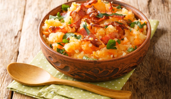 Puré de papas con tocino