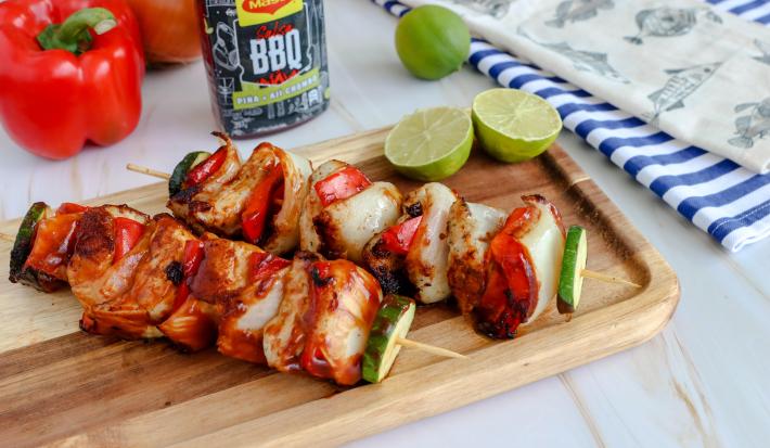 Brochetas de Pescado en Salsa BBQ