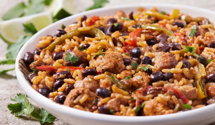 Arroz con Carne y Frijoles