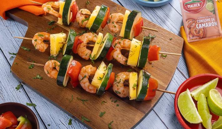 Brochetas de Camarón